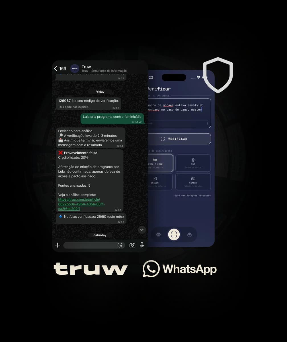 Truw App e WhatsApp — verificação de notícias